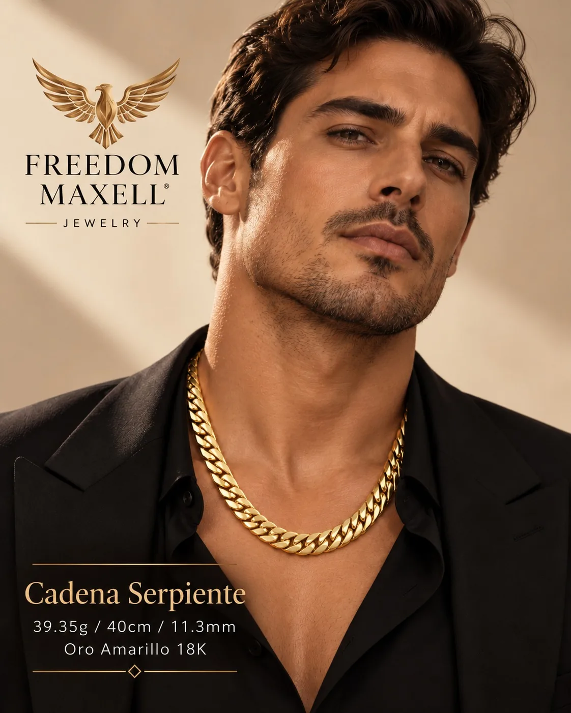 Cadena Serpiente en oro 18K para hombre
